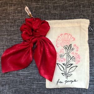 Free People Red Silk Bow Scrunchie